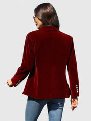 Genevieve Ashford | Navy Velvet Single-Button Blazer