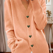 Mireille Costanzo | Heart-Button V-Neck Cardigan For Women