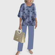 Corinne Valbelle | Floral Print Wide-Leg Pants Matching Set
