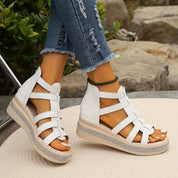 Luciana Stormvale | Black Gladiator Platform Sandals with Rhinestone Detail