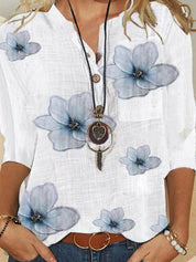 Elara Beauchamp | Floral Print Button-Front Blouse For Women