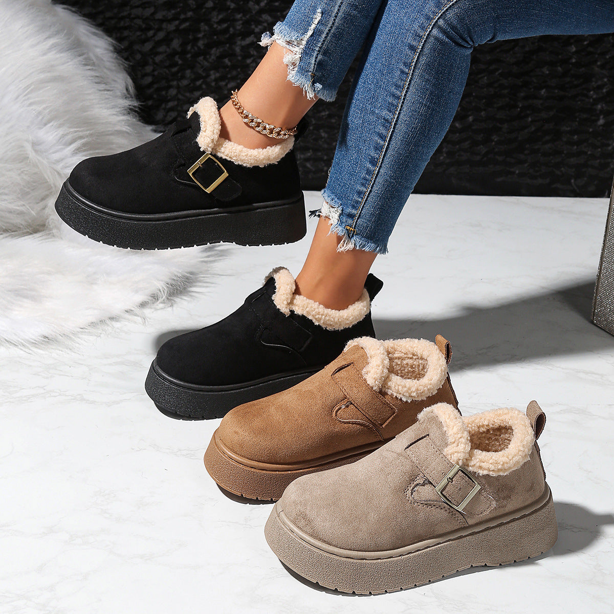 Bianca Salerno | Platform Fleece-Lined Moccasin Snow Boots For Women