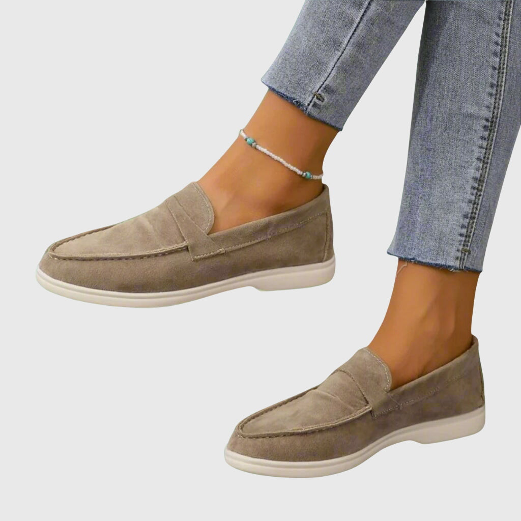 Claudine Ashworth | Orthopedic Suede Loafers in Beige