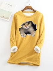 Lucille Armand | Cat Print Fleece-Lined Sweatshirt For Women