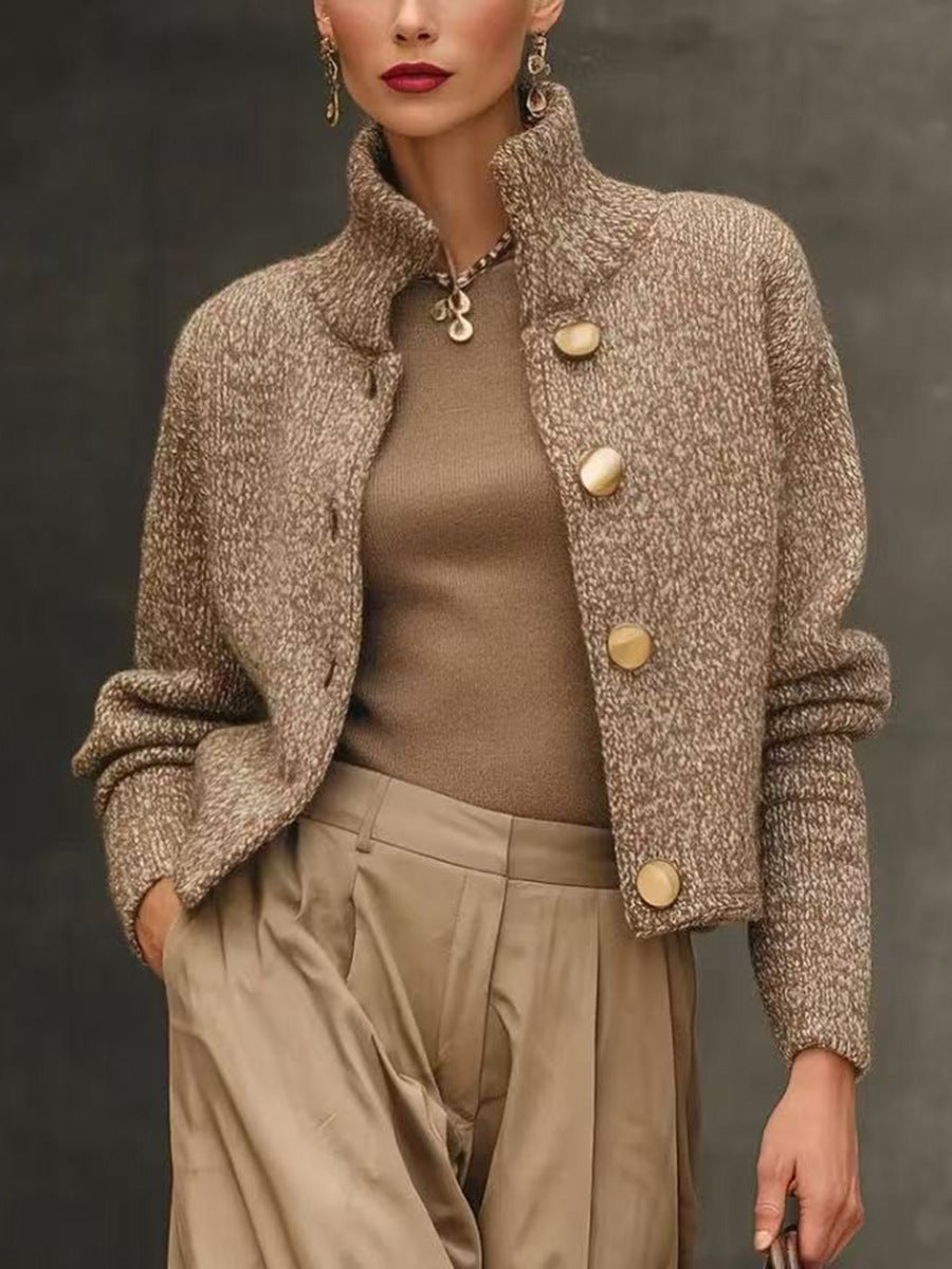 Ora Langton | Stand-Collar Knit Cardigan Jacket For Women