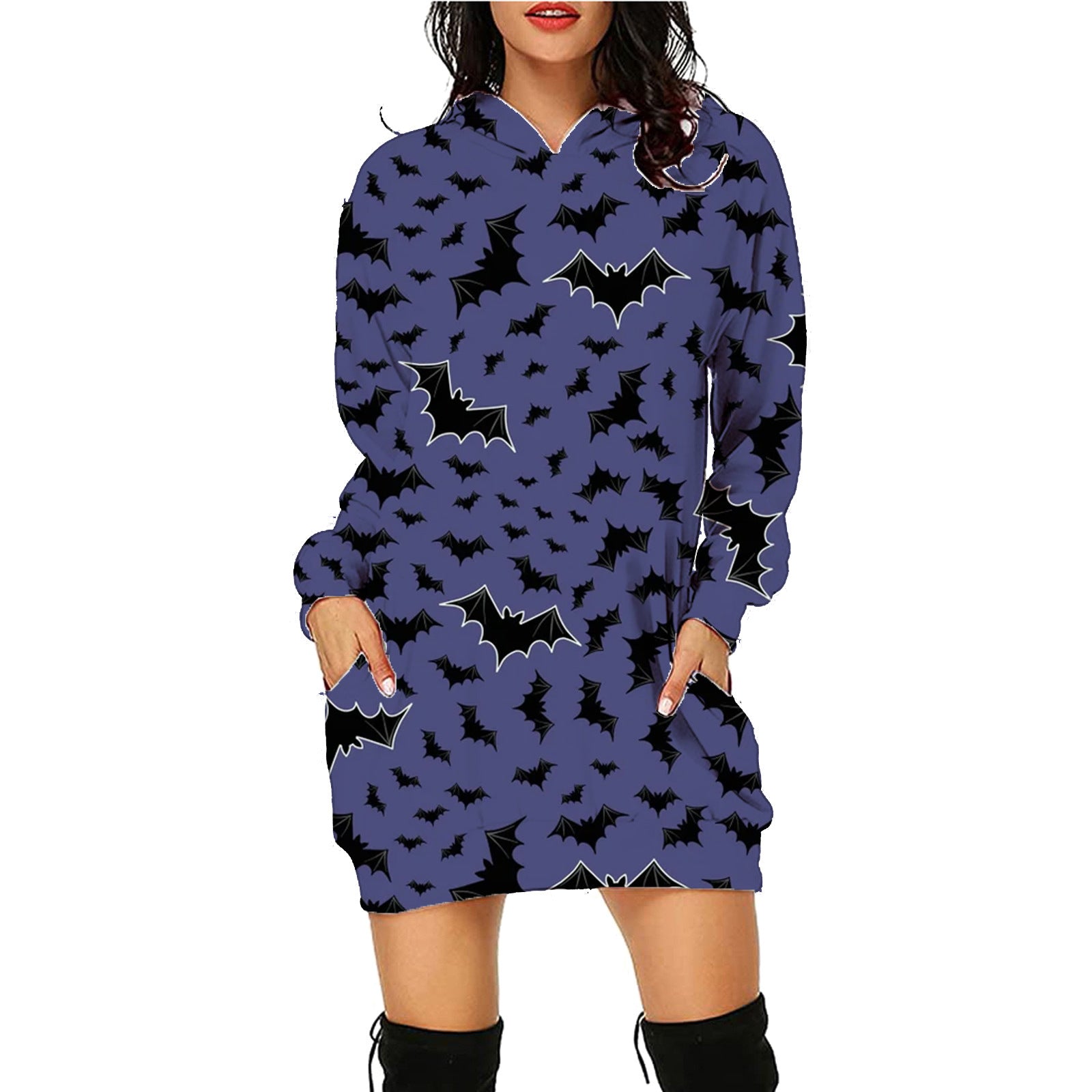 Fleur Devereux | Halloween Skeleton Print Hoodie Mini Dress For Women