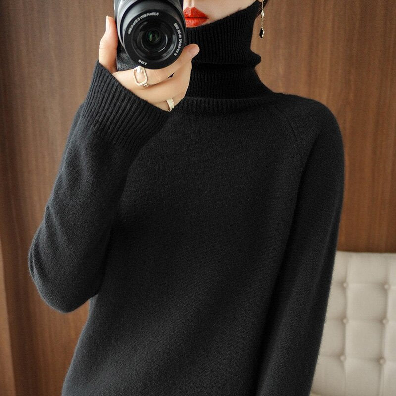 Ottavia Castellon | Turtleneck Ribbed Knit Sweater For Women
