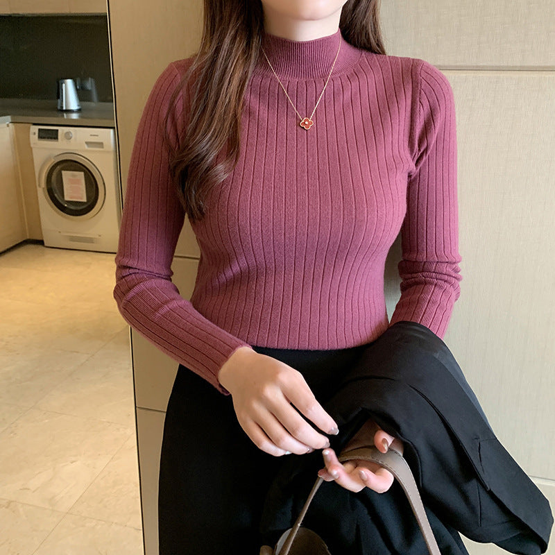 Marianne Lefebvre | Ribbed Mock Turtleneck Sweater For Women