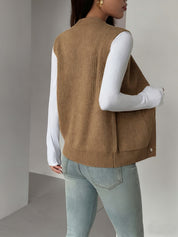Naomi Chastellain | Buttoned V-Neck Sweater Vest