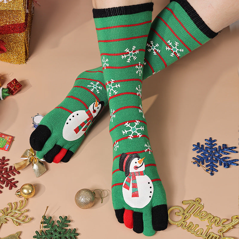 Harper Delacourt | Festive Santa Five-Toe Christmas Socks For Women