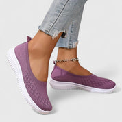 Marguerite Trevelyan | Purple Knit Slip-On Flat Sneakers