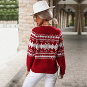 Snow Cheer | Green Heart Fair Isle Christmas Sweater For Women