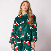 Clementine Rousset | Santa Claus Print Flannel Pajama Set For Women