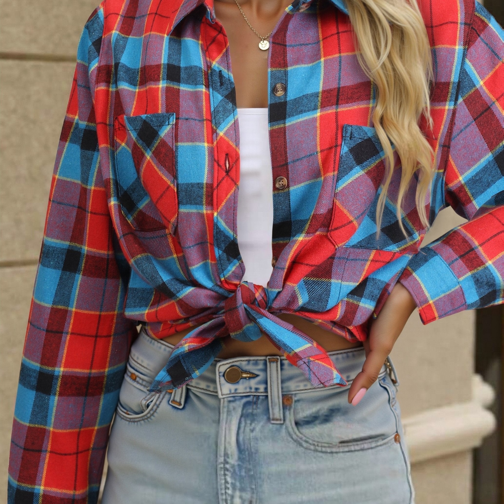 Fiorella Duquesne | Buffalo Check Shirt With Tie-Front Styling