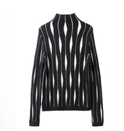 Juliette Fontenay | Striped Half Turtleneck Sweater For Women