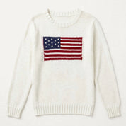 Isabelle Rochefort | Ivory Knitted Flag Veterans Day Sweater For Women