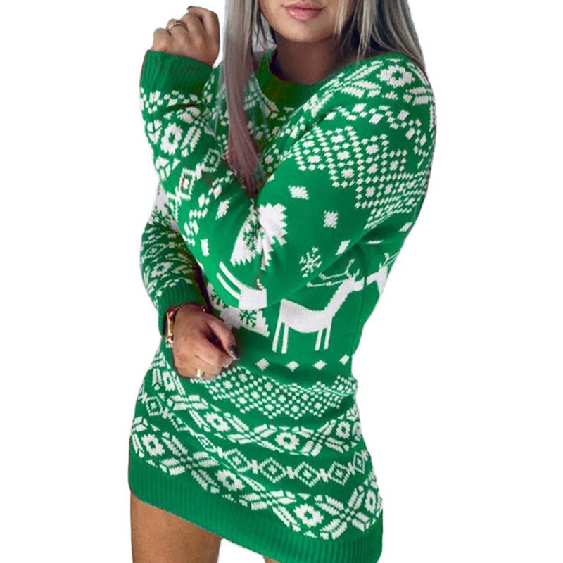 Sleigh Bell | Red Reindeer Fair Isle Christmas Sweater For Women