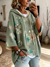 Isadora Beaulieu | Floral Hooded Cape Sweater For Women