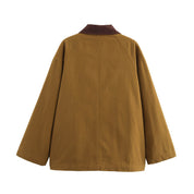 Amandine Foucher | Corduroy Collar Canvas Jacket For Women