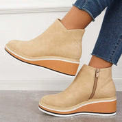 Lucette Fairborne | Navy Wedge Ankle Boots For Women