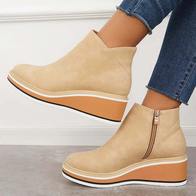 Lucette Fairborne | Navy Wedge Ankle Boots For Women