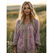 Felicity Boudreau | 3D Floral Bohemian Long-Sleeve Top For Women
