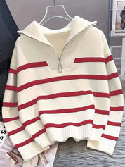 Perrine Duchamp | Striped Quarter-Zip Sweater For Women