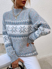 Solange Berthier | Cozy Snowflake Mock-Neck Sweater For Women