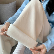 Colette Duvall | Corduroy Wide-Leg Lounge Pants With Faux Fur Cuffs For Women