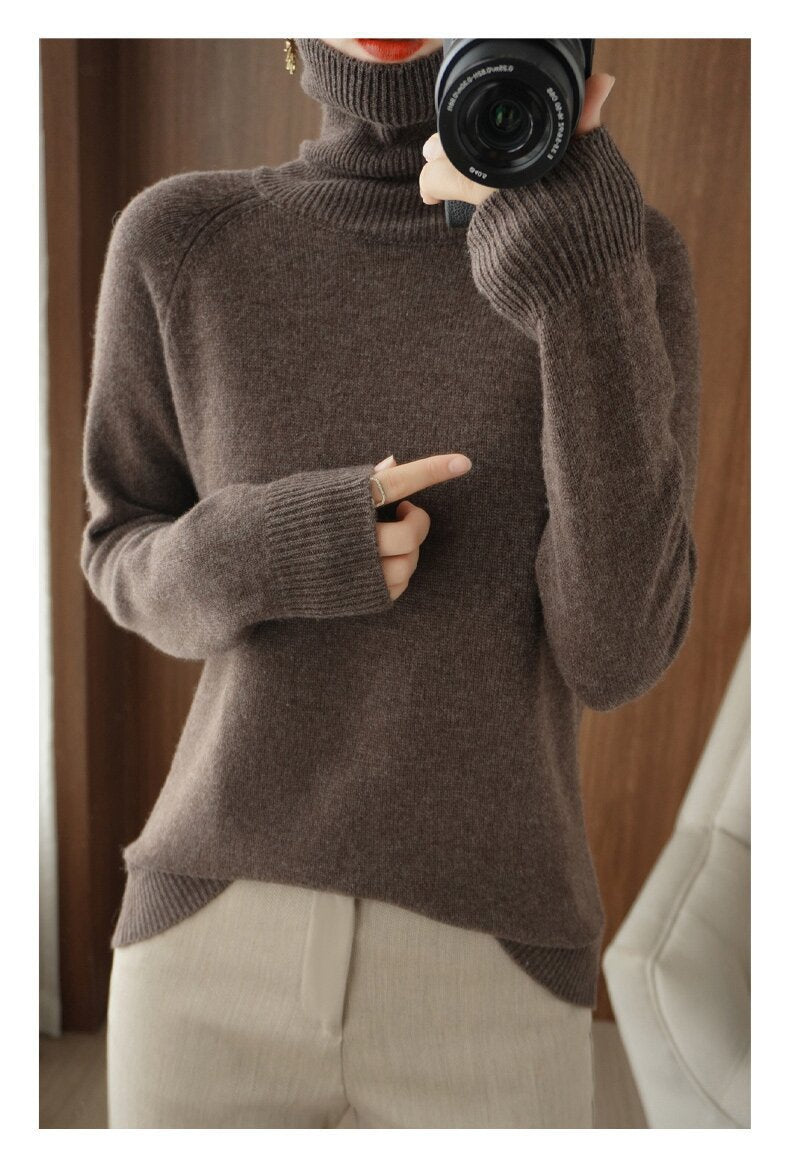 Ottavia Castellon | Turtleneck Ribbed Knit Sweater For Women