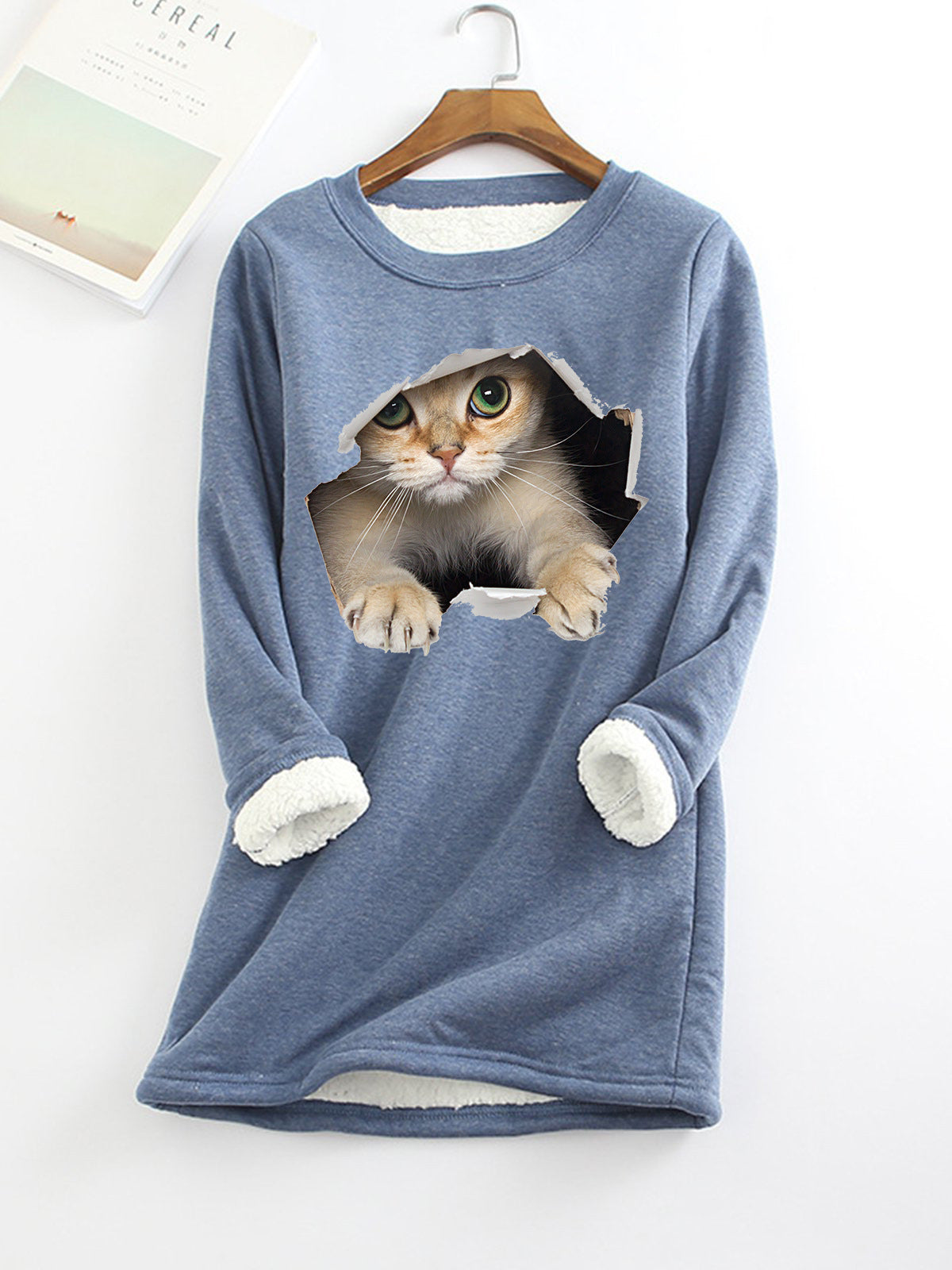 Lucille Armand | Cat Print Fleece-Lined Sweatshirt For Women