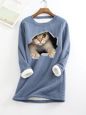Lucille Armand | Cat Print Fleece-Lined Sweatshirt For Women