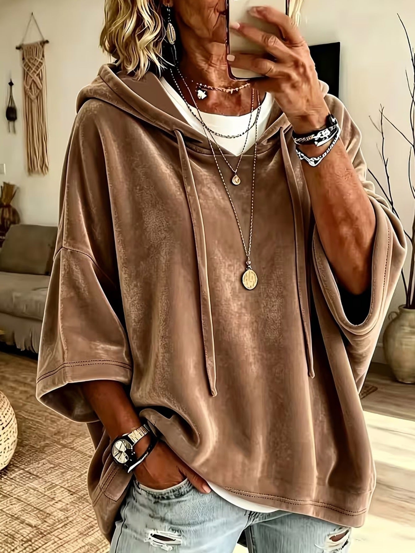 Camille Dufresne | Velvet Batwing Hoodie For Women
