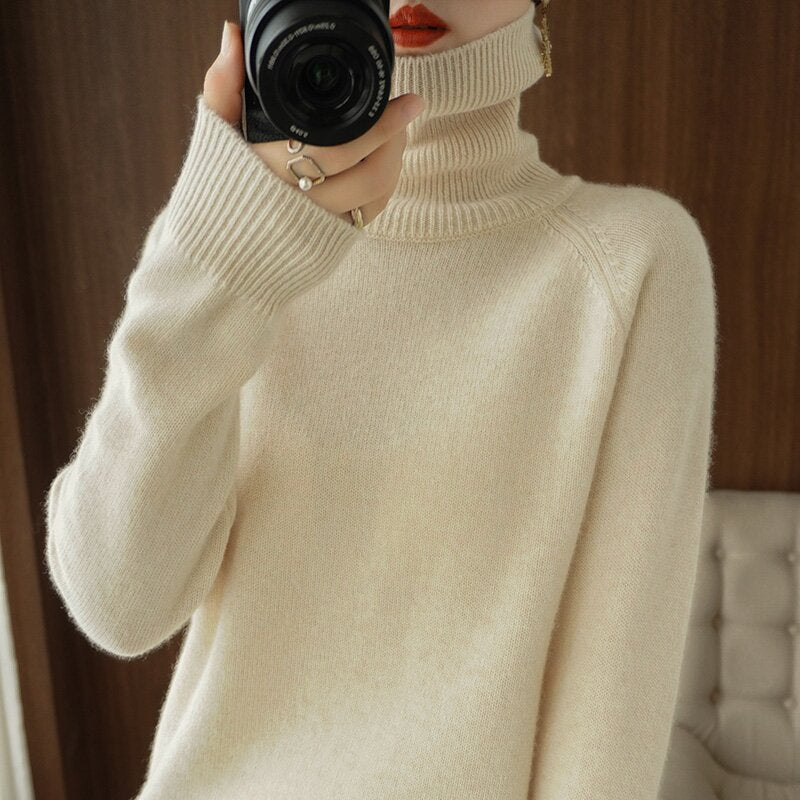 Ottavia Castellon | Turtleneck Ribbed Knit Sweater For Women