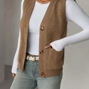 Naomi Chastellain | Buttoned V-Neck Sweater Vest