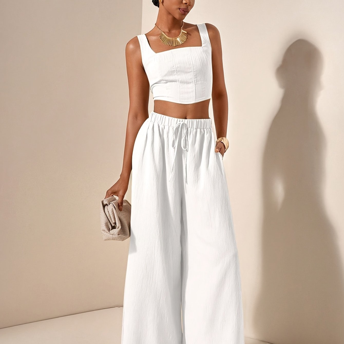 Solène Duchamp | Wide-Leg Two-Piece Set With Drawstring Waist For Women