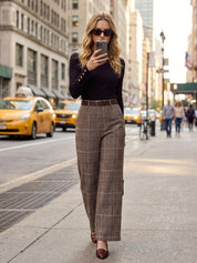Adrienne Falconetti | Checked Wide-Leg Trousers For Women
