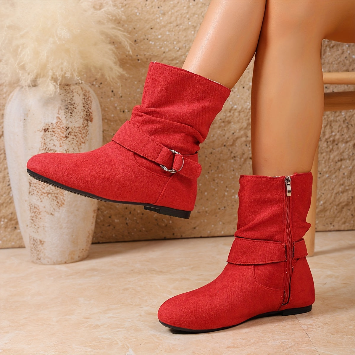 Helena Voss | Slouch Buckle Ankle Boots For Women