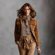 Lucienne Bardot | Suede Work Jacket With Button Details For Women