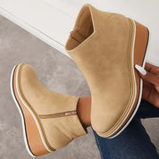 Lucette Fairborne | Navy Wedge Ankle Boots For Women