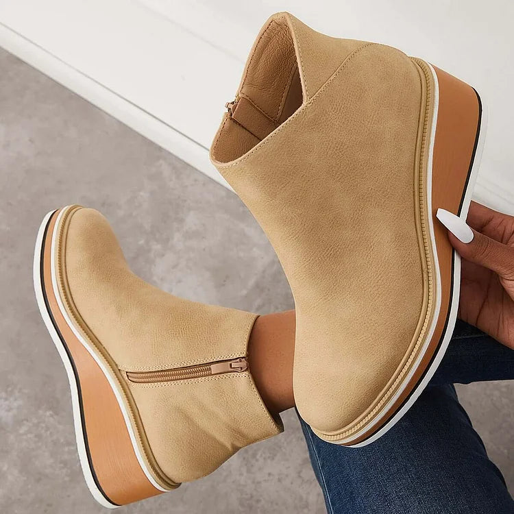 Lucette Fairborne | Navy Wedge Ankle Boots For Women