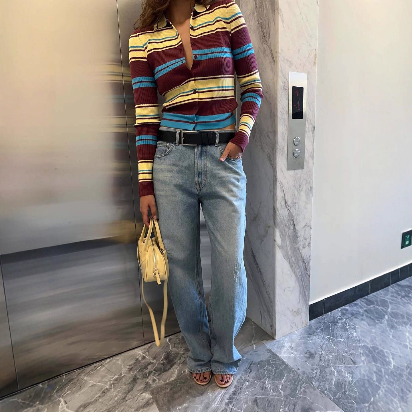 Mathilde Verlaine | Retro Striped Knit Cardigan For Women