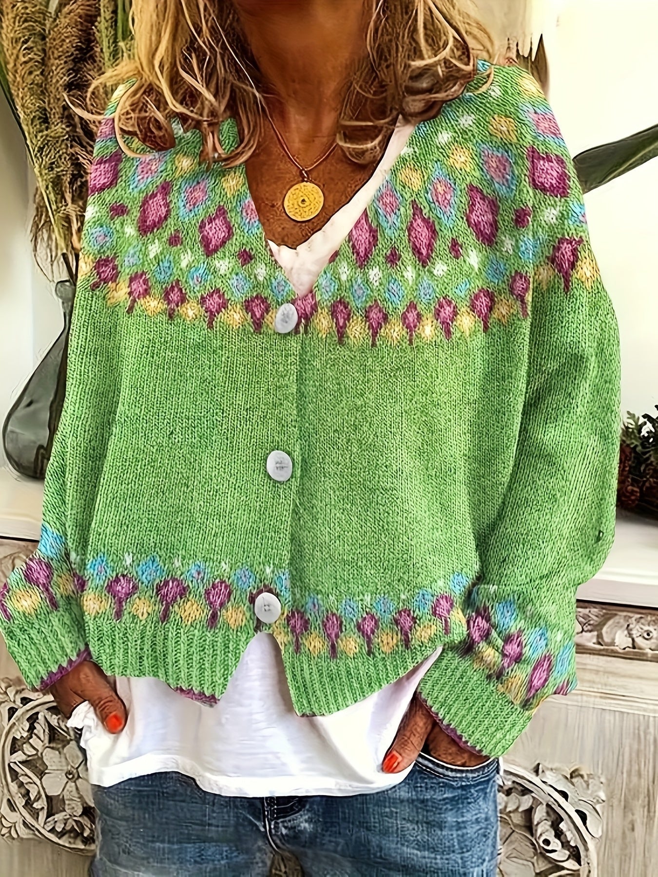 Adriana Lindqvist | Nordic Patterned Cardigan For Women
