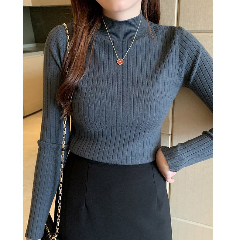 Marianne Lefebvre | Ribbed Mock Turtleneck Sweater For Women