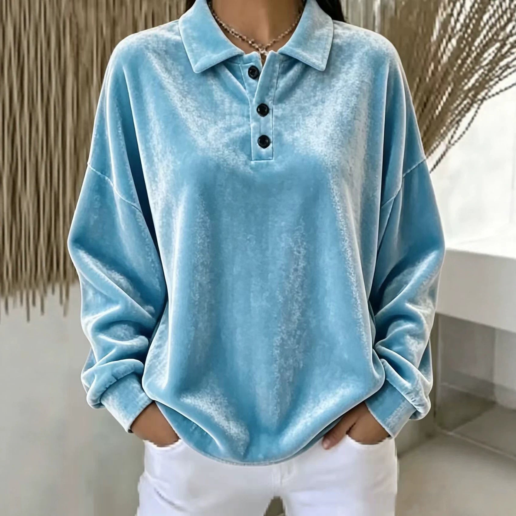 Lucille Bernard | Velvet Polo Top For Women