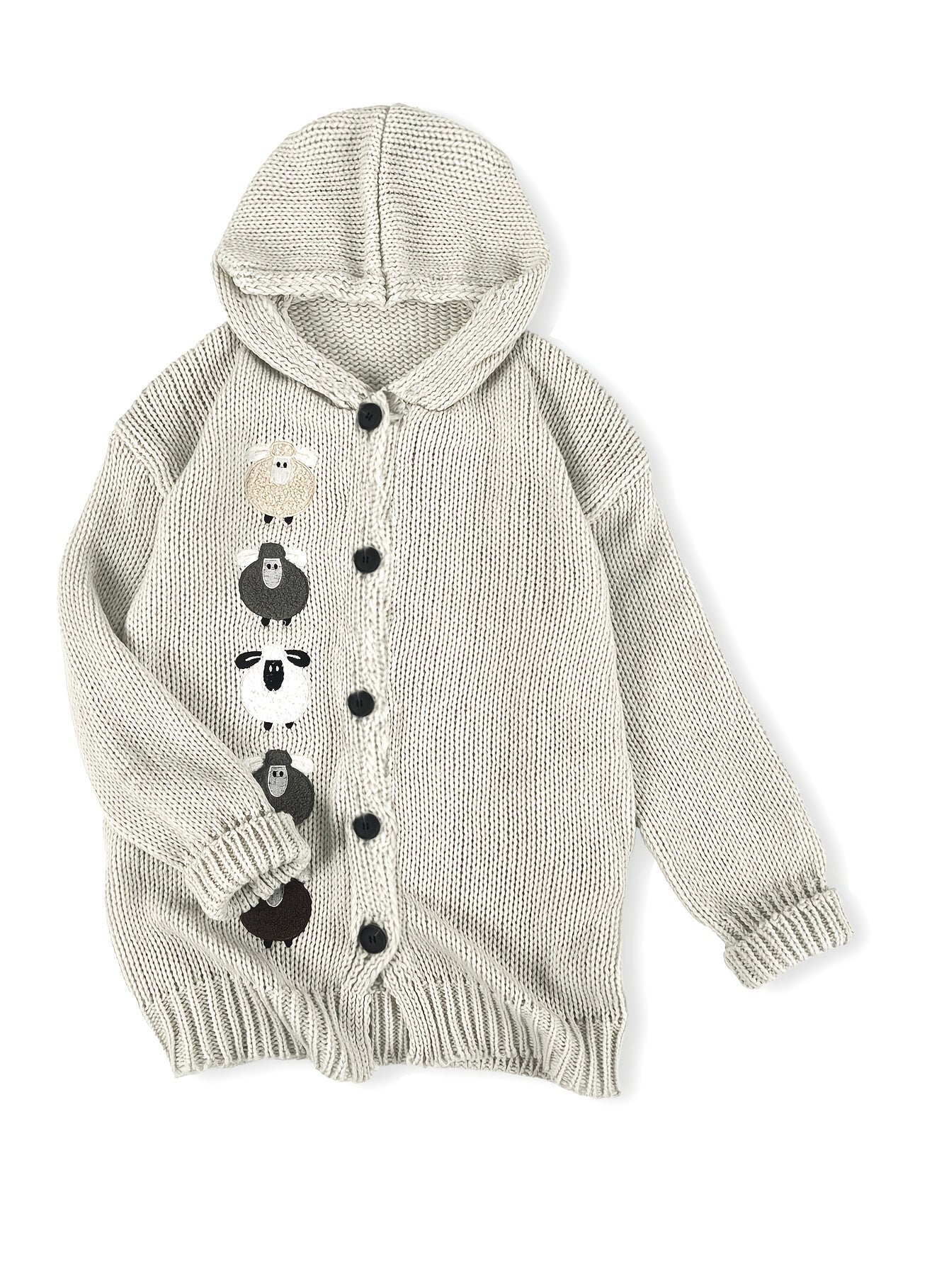 Theodora Winslet | Cozy Hooded Sweater With Sheep Patch Detail For Women