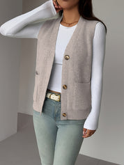 Naomi Chastellain | Buttoned V-Neck Sweater Vest