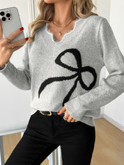 Marina Castiglione | V-Neck Bow Sweater For Women