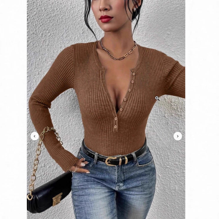 Léa Chantelle | Front-Button Ribbed Knit Sweater For Women