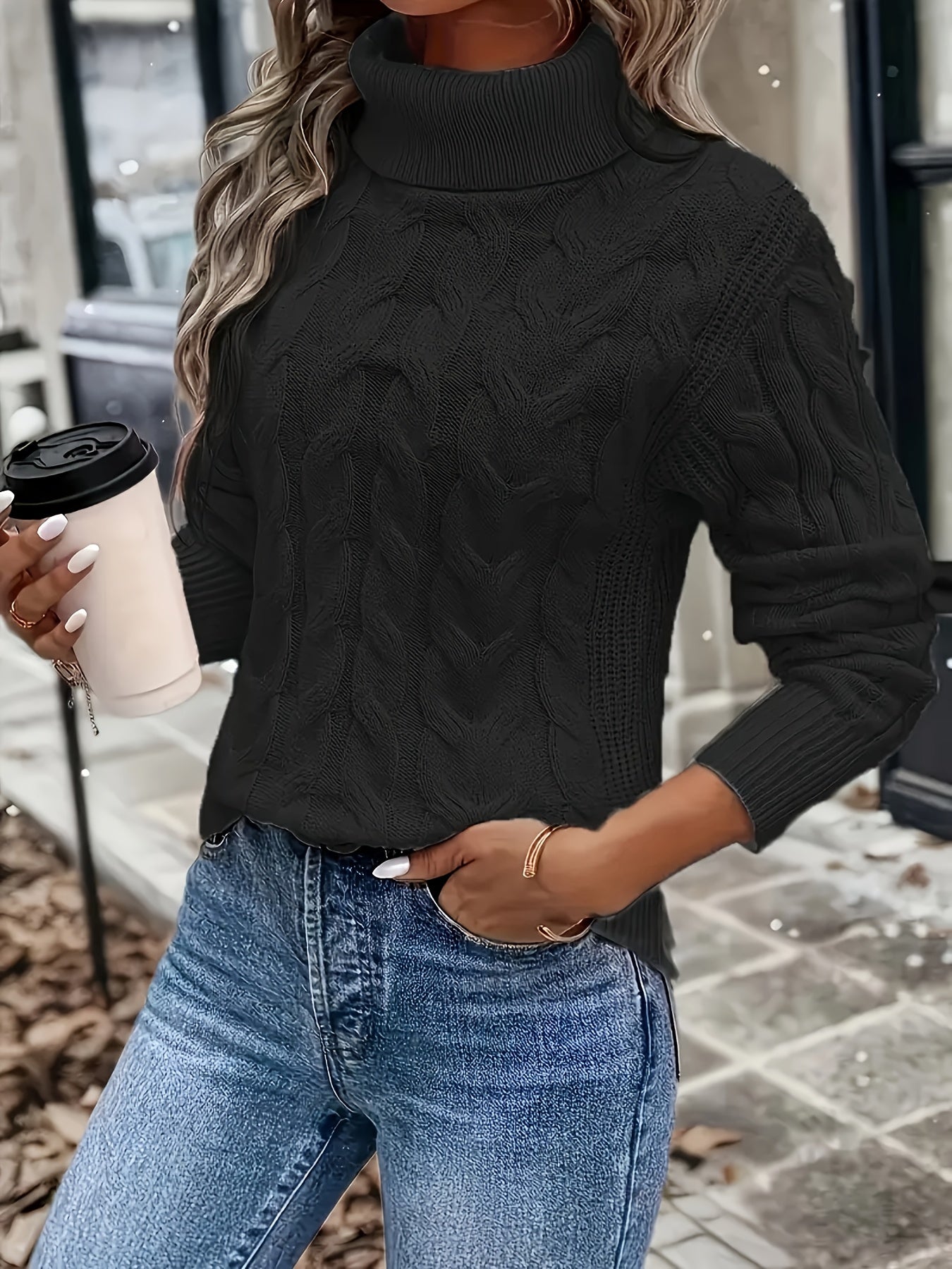 Éloise Vandermeer | Cozy Cable-Knit Turtleneck Sweater For Women
